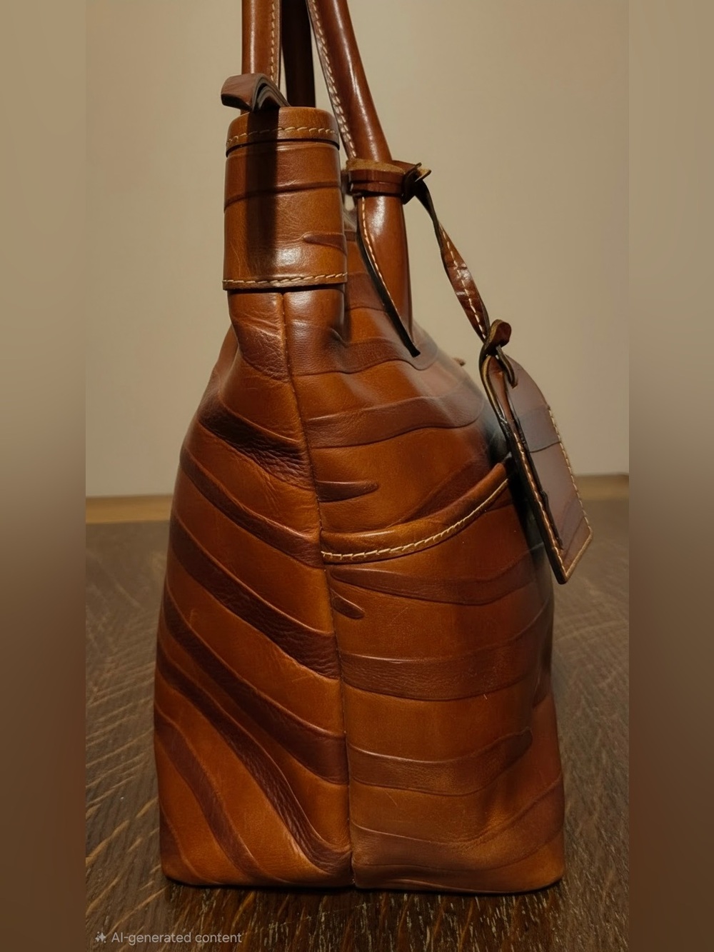 Dooney & Bourke Zebra Leather Satchel Cognac Brown - Picture 3 of 8